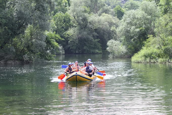 Rafting through canyon